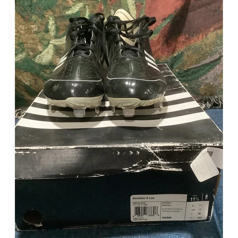Adidas Adizero  6 Low Metal Mens Baseball Cleats, Black White, SIZE 11.5